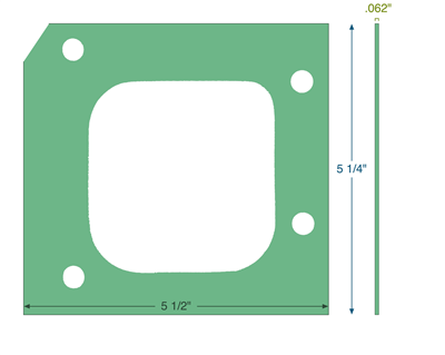 Thermoseal Klingersil C-4401 - .062" Thick - 5.25" x 5.5" Custom Gasket with 4 bolt holes