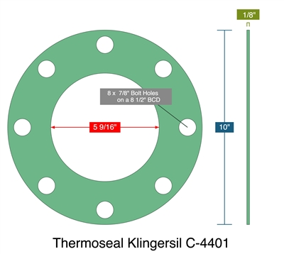 Thermoseal Klingersil C-4401 -  1/8" Thick - Full Face Gasket - 150 Lb. - 5"