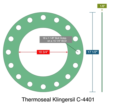 Thermoseal Klingersil C-4401 -  1/8" Thick - Full Face Gasket - 300 Lb. - 10"