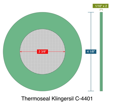 Thermoseal Klingersil C-4401 -  1/16" Thick - Ring Strainer Gasket - 80 Mesh -150 Lb. - 2"
