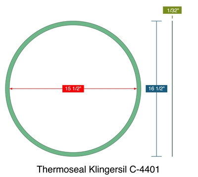 Thermoseal Klingersil C-4401 -  1/32" Thick - Ring Gasket - 15.5" ID - 16.5" OD