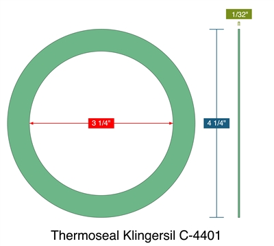 Thermoseal Klingersil C-4401 -  1/32" Thick - Ring Gasket - 3.25" ID - 4.25" OD