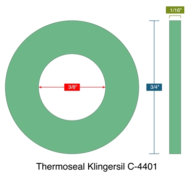 Thermoseal Klingersil C-4401 -  1/16" Thick - Ring Gasket - .375" ID - .750" OD