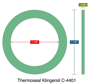 Thermoseal Klingersil C-4401 -  1/16" Thick - Ring Gasket - 1.14" ID - 1.5" OD