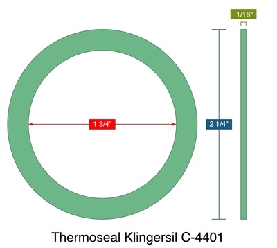 Thermoseal Klingersil C-4401 -  1/16" Thick - Ring Gasket - 1.75" ID - 2.25" OD