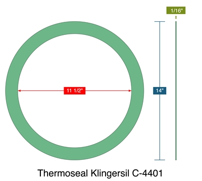 Thermoseal Klingersil C-4401 -  1/16" Thick - Ring Gasket - 11.5" ID - 14" OD