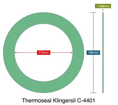 Thermoseal Klingersil C-4401 - 1.59mm Thick - Ring Gasket - 115mm ID - 160mm OD