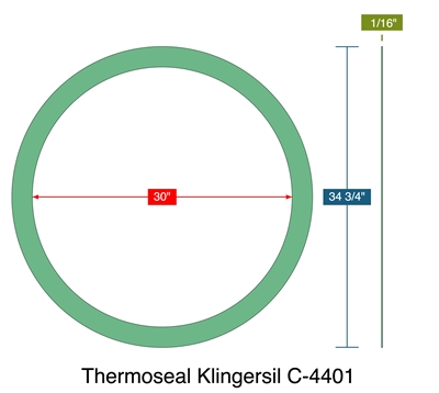 Thermoseal Klingersil C-4401 -  1/16" Thick - Ring Gasket - 150 Lb./150 Lb. Series A - 30"