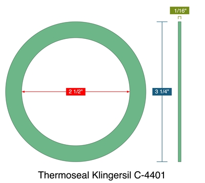 Thermoseal Klingersil C-4401 -  1/16" Thick - Ring Gasket - 2.5" ID - 3.25" OD