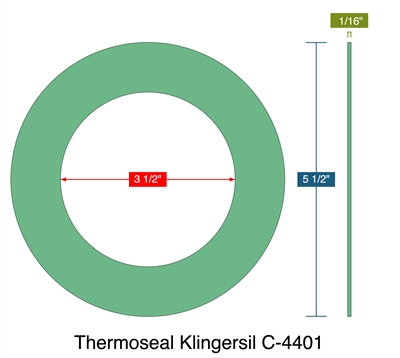 Thermoseal Klingersil C-4401 -  1/16" Thick - Ring Gasket - 3.5" ID - 5.5" OD