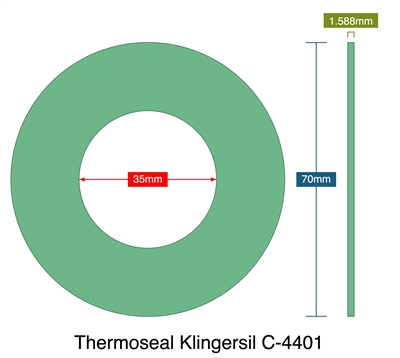 Thermoseal Klingersil C-4401 - 1.59mm Thick - Ring Gasket - 35mm ID - 70mm OD