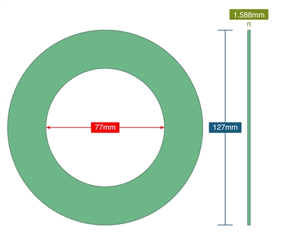 Thermoseal Klingersil C-4401 - Ring Gasket - 1.59mm Thick - 77mm ID - 127mm OD