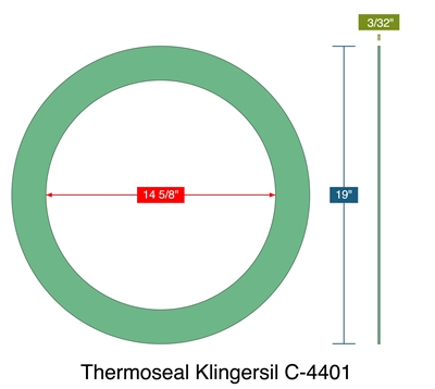 Thermoseal Klingersil C-4401 -  3/32" Thick - Ring Gasket - 14.625" ID - 19" OD