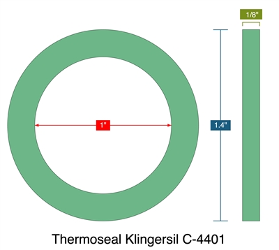 Thermoseal Klingersil C-4401 -  1/8" Thick - Ring Gasket - 1" ID - 1.4" OD