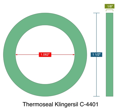 Thermoseal Klingersil C-4401 -  1/8" Thick - Ring Gasket - 1.062" ID - 1.5" OD