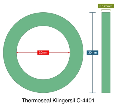 Thermoseal Klingersil C-4401 - 3.18mm Thick - Ring Gasket - 20mm ID - 30mm OD