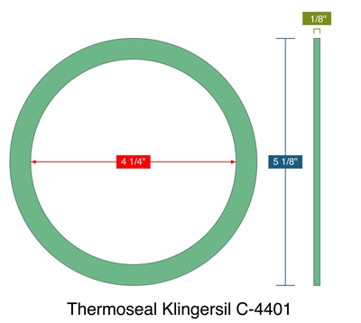 Thermoseal Klingersil C-4401 -  1/8" Thick - Ring Gasket - 4.25" ID - 5.125" OD