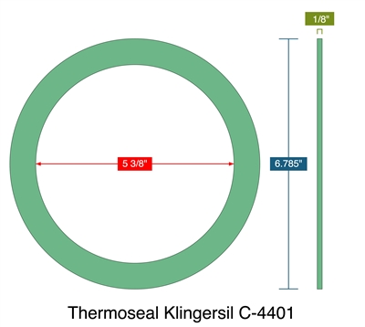 Thermoseal Klingersil C-4401 -  1/8" Thick - Ring Gasket - 5.375" ID - 6.785" OD