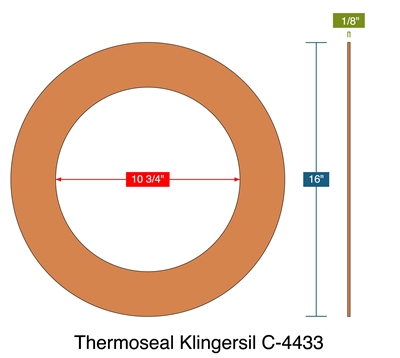 Thermoseal Klingersil C-4433 -  1/8" Thick - Ring Gasket - 10.75" ID - 16" OD