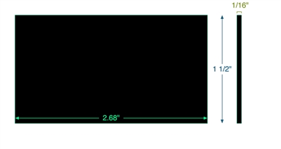 Viton - 75 Durometer -  1/16" Thick - 1.5" x 2.68" Rectangle - With PSA