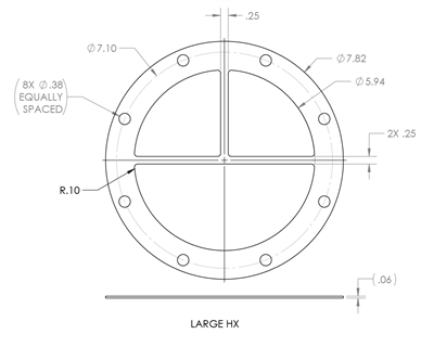 Virgin PTFE -  1/16" Thick - Custom Gasket -Per Drawing #Large-HX