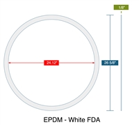 60 Duro FDA White EPDM Gasket - 24.12" ID x 26.625" OD x 1/8" Thick