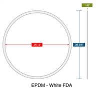 60 Duro FDA White EPDM Gasket - 36.12" ID x 38.625" OD x 1/8" Thick