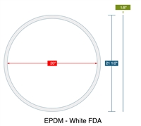 60 Duro FDA White EPDM Gasket - 20" ID x 21.5" OD x 1/8" Thick