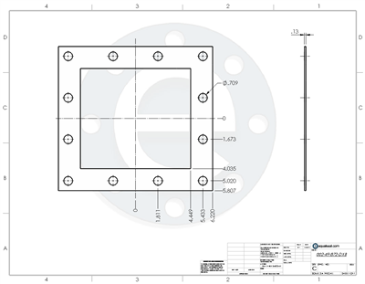 60 Duro White FDA Silicone Rubber Gasket - 1/8" Thick Custom Gasket - Per Drawing #002-49-872-DXB