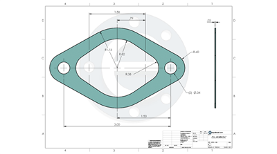 Garlock Blue-Gard 3000 N/A NBR Custom Gasket - 1/32" Thick - DRW SC583767