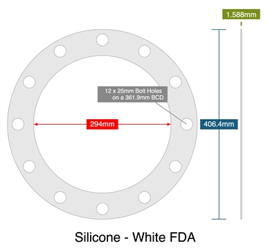 Equalseal EQ750G - Full Face Gasket -  1/8" Thick - 4" ID - 8" OD - 8 x .5" Holes on a 5" Bolt Circle Diameter