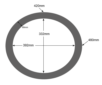 Equalseal Custom 914 Oval SW - 316SS/Graphite Winding Only - 332 x 392 mm ID - 420x480 mm OD