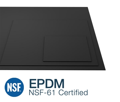 EPDM NSF 61 Black 75 Duro - 1/4" Thick - 36" x 36"