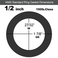 60 Duro EPDM Ring Gasket - 150 Lb. - 1/16" Thick - 1/2" Pipe
