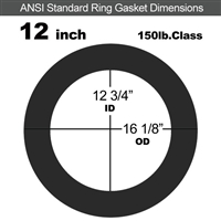 60 Duro EPDM Ring Gasket - 150 Lb. - 1/16" Thick - 12" Pipe