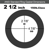 60 Duro EPDM Ring Gasket - 150 Lb. - 1/16" Thick - 2-1/2" Pipe