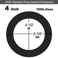 60 Duro EPDM Ring Gasket - 150 Lb. - 1/8" Thick - 4" Pipe