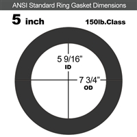60 Duro EPDM Ring Gasket - 150 Lb. - 1/8" Thick - 5" Pipe