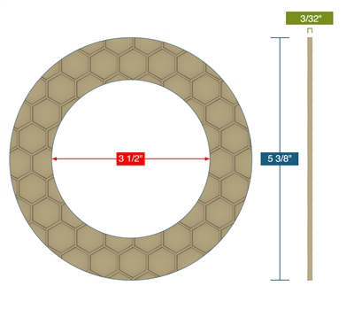 Garlock Gylon Epix 3500 Fawn Ring Gasket - 150 Lb. - 3/32" Thick - 3" Pipe