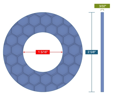 Garlock Gylon Epix 3504 Blue Ring Gasket - 150 Lb. - 3/32" Thick - 1" Pipe