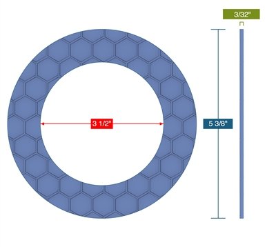 Garlock Gylon Epix 3504 Blue Ring Gasket - 150 Lb. - 3/32" Thick - 3" Pipe