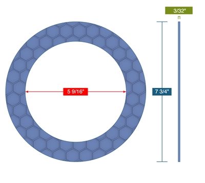 Garlock Gylon Epix 3504 Blue Ring Gasket - 150 Lb. - 3/32" Thick - 5" Pipe