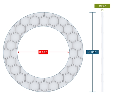 Garlock Gylon Epix 3510 White Ring Gasket - 150 Lb. - 3/32" Thick - 3" Pipe