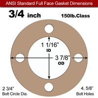 Equalseal EQ 500 Full Face Gasket - 1/16" Thick - 150 Lb - 3/4"