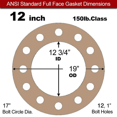 Equalseal EQ 500 Full Face Gasket - 1/16" Thick - 150 Lb - 12"