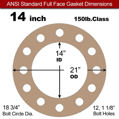 Equalseal EQ 500 Full Face Gasket - 1/16" Thick - 150 Lb - 14"