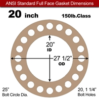 Equalseal EQ 500 Full Face Gasket - 1/16" Thick - 150 Lb - 20"