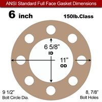 Equalseal EQ 500 Full Face Gasket - 1/16" Thick - 150 Lb - 6"