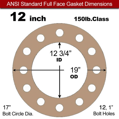 Equalseal EQ 500 Full Face Gasket - 1/8" Thick - 150 Lb - 12"
