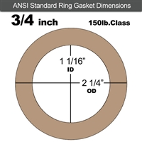 Equalseal EQ 500 Ring Gasket - 1/16" Thick - 150 Lb - 3/4"